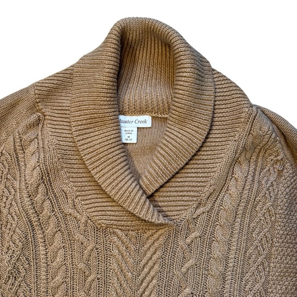 Coldwater Creek Shawl Collar Cable Knit Cozy Sweater Sz M 10-12 Classic - Picture 2 of 7